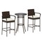 Outdoor Rattan Bar Height Table and Chair Set with 2 Cushions